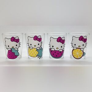 Sanrio Hello Kitty Glassware 4 Shot Glasses 1.5oz Set Summer Fruit Kawaii